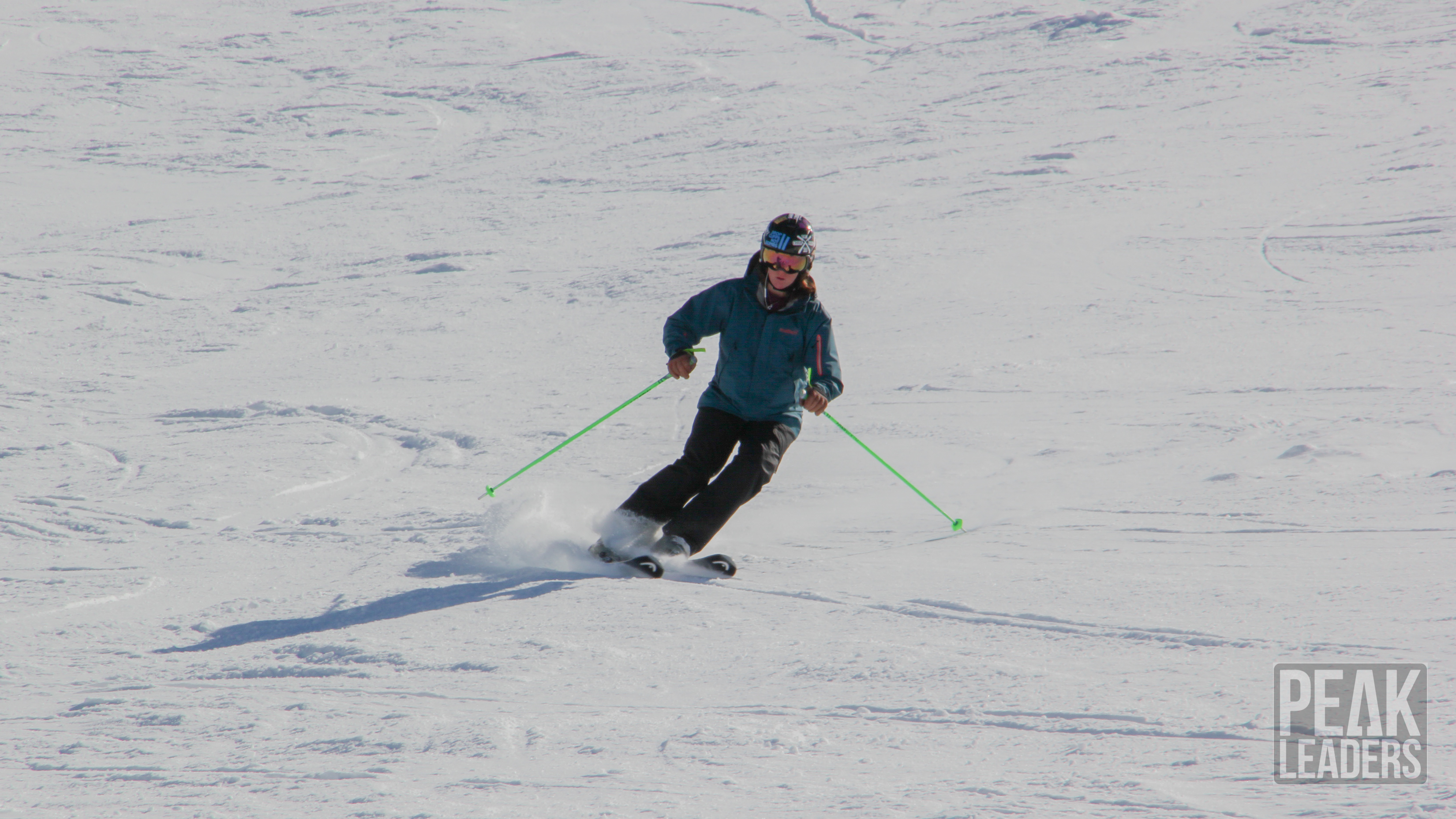 Practicing short radius turns on the skis
