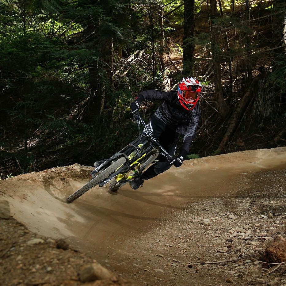 Leaning the bike into classic B-Line berms